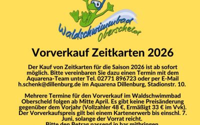 Vorverkauf Zeitkarten 2026